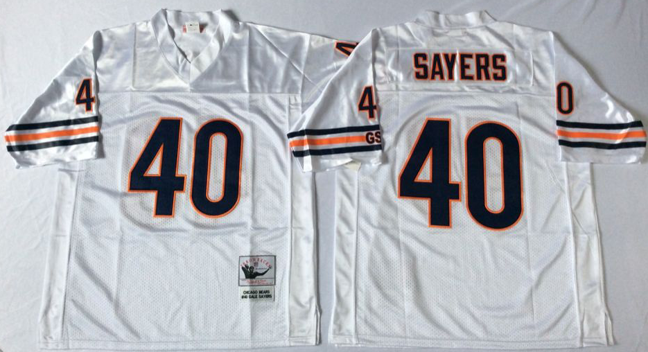 Men NFL Chicago Bears 40 Sayers white style2 Mitchell Ness jerseys